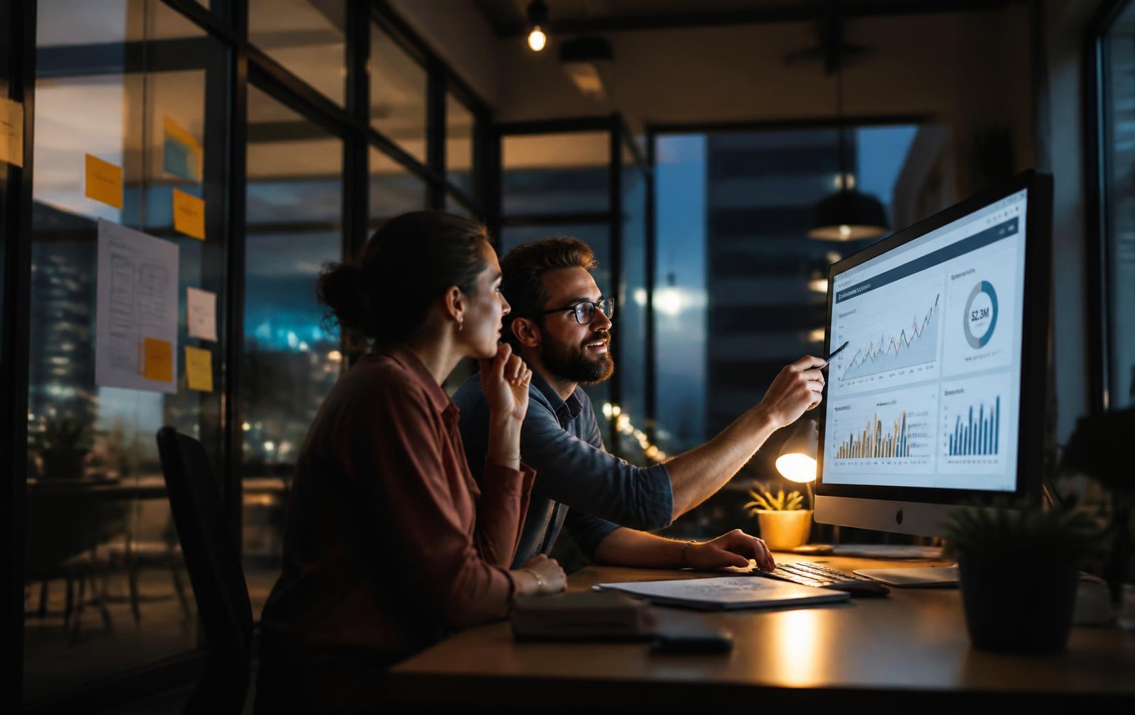 Evo Momentum strategists reviewing a client growth dashboard